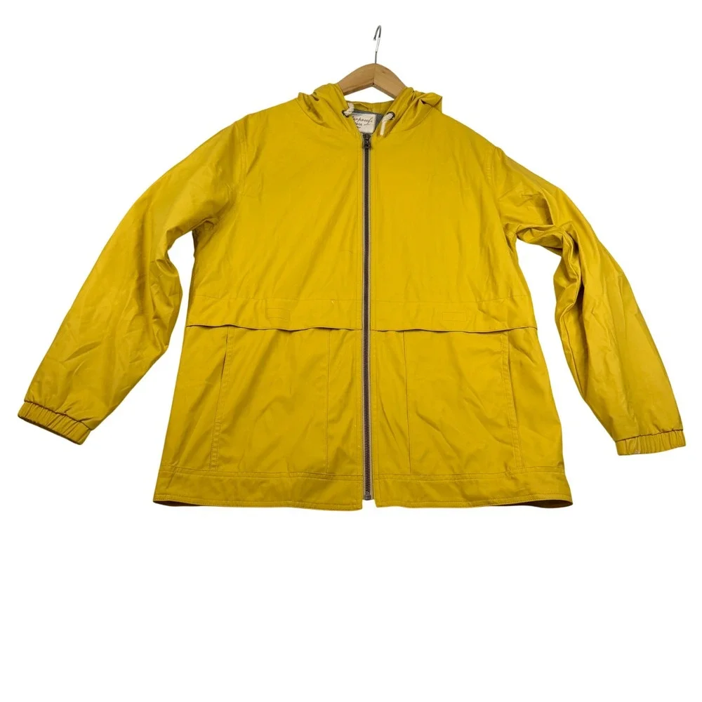 Weatherproof Vintage Yellow Hooded Rain Jacket Mens Medium Full Zip Windbreaker